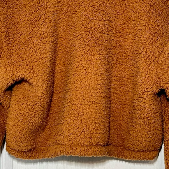 NWOT No Boundaries Brown Sherpa Quarter Zip Pullover Sweater L Teddy Cabincore - Picture 7 of 16